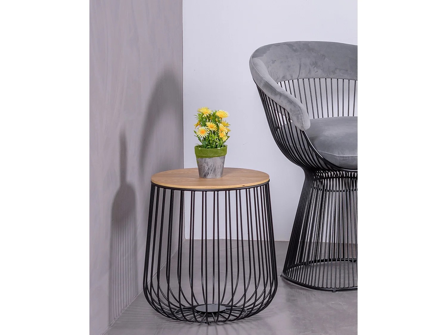 Table d'appoint en bois de frêne et acier laqué - Zurich - Noir