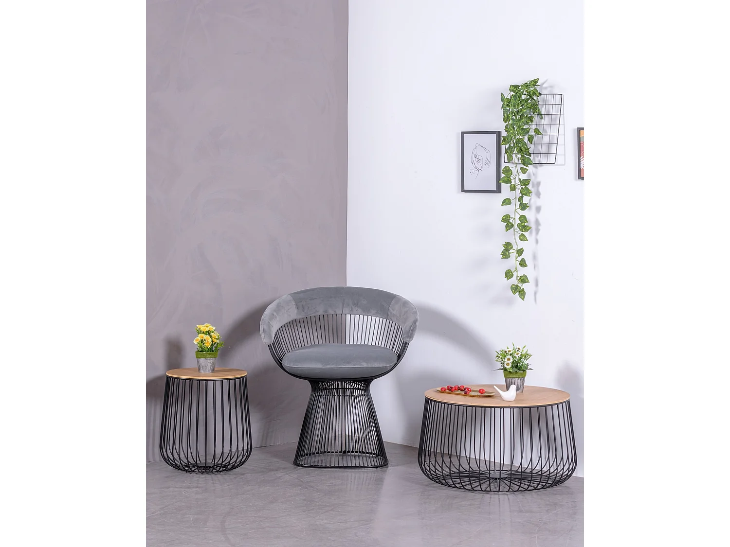 Table d'appoint en bois de frêne et acier laqué - Zurich - Noir