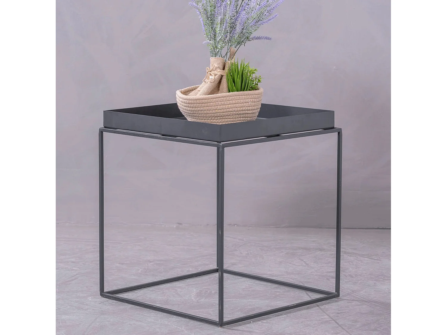 Table d'appoint carrée en acier adaptée à l'extérieur - Sorento - Noir