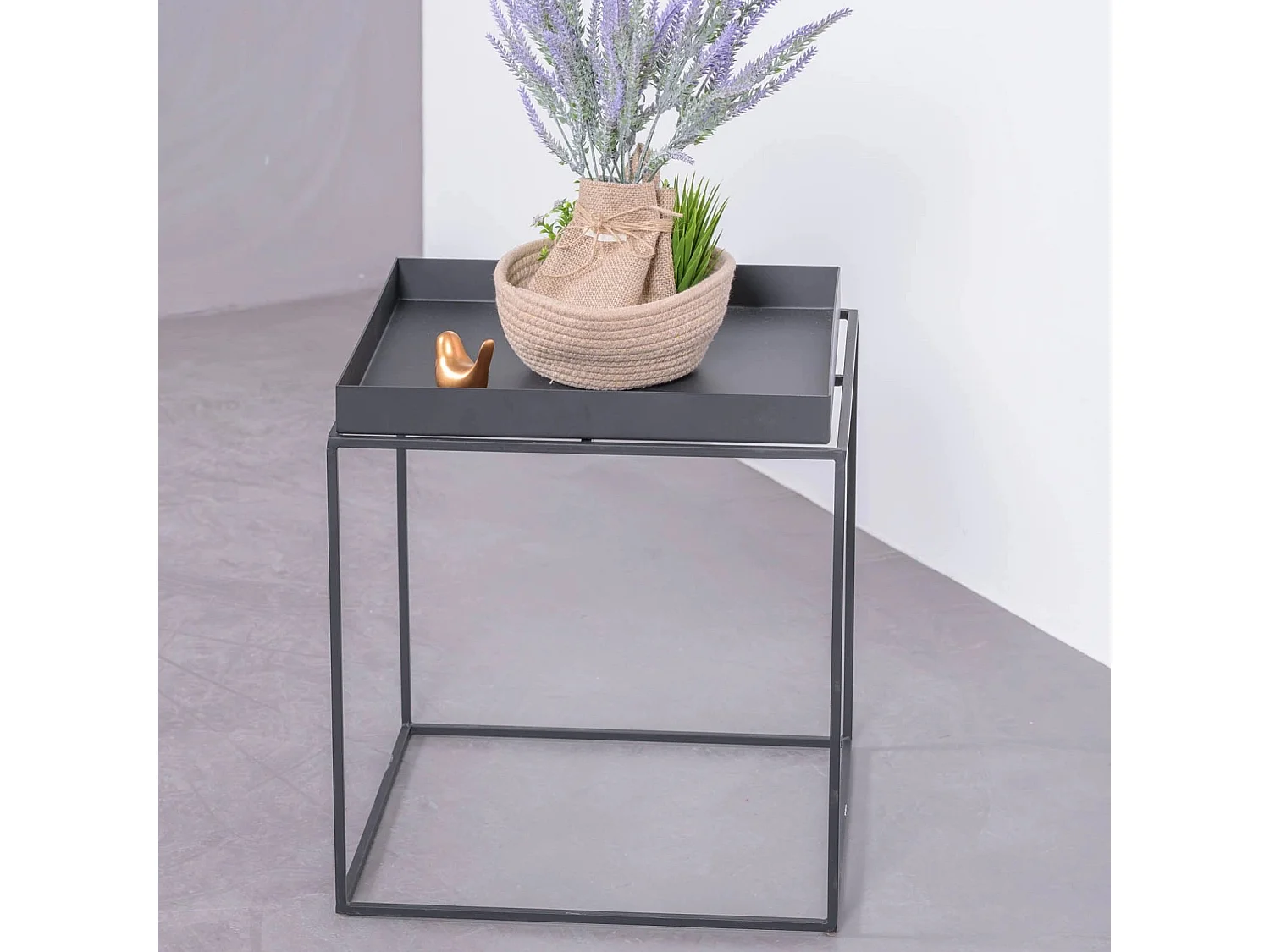 Table d'appoint carrée en acier adaptée à l'extérieur - Sorento - Noir