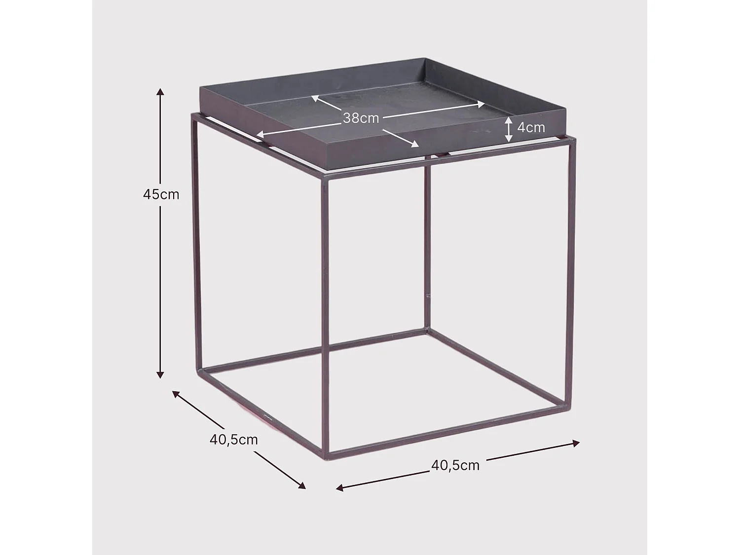Table d'appoint carrée en acier adaptée à l'extérieur - Sorento - Noir