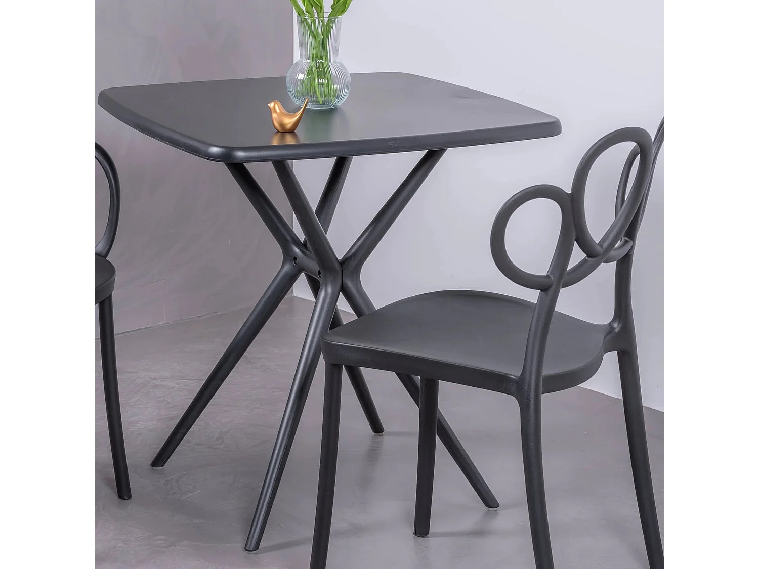 Vierkante kunststof tafel perfect voor buiten - Dream - Zwart