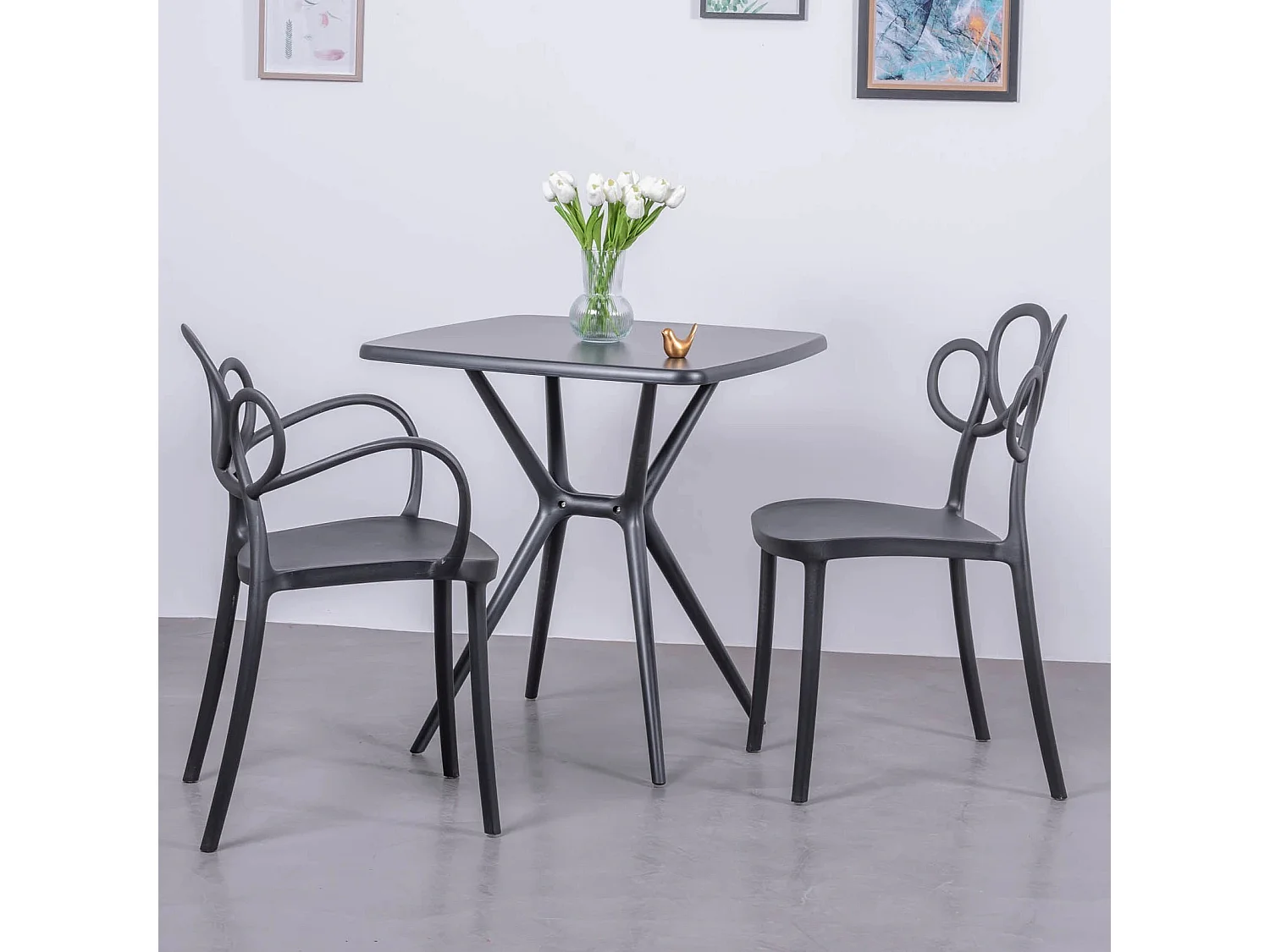 Table carrée en plastique parfaite pour l'extérieur - Dream - Noir