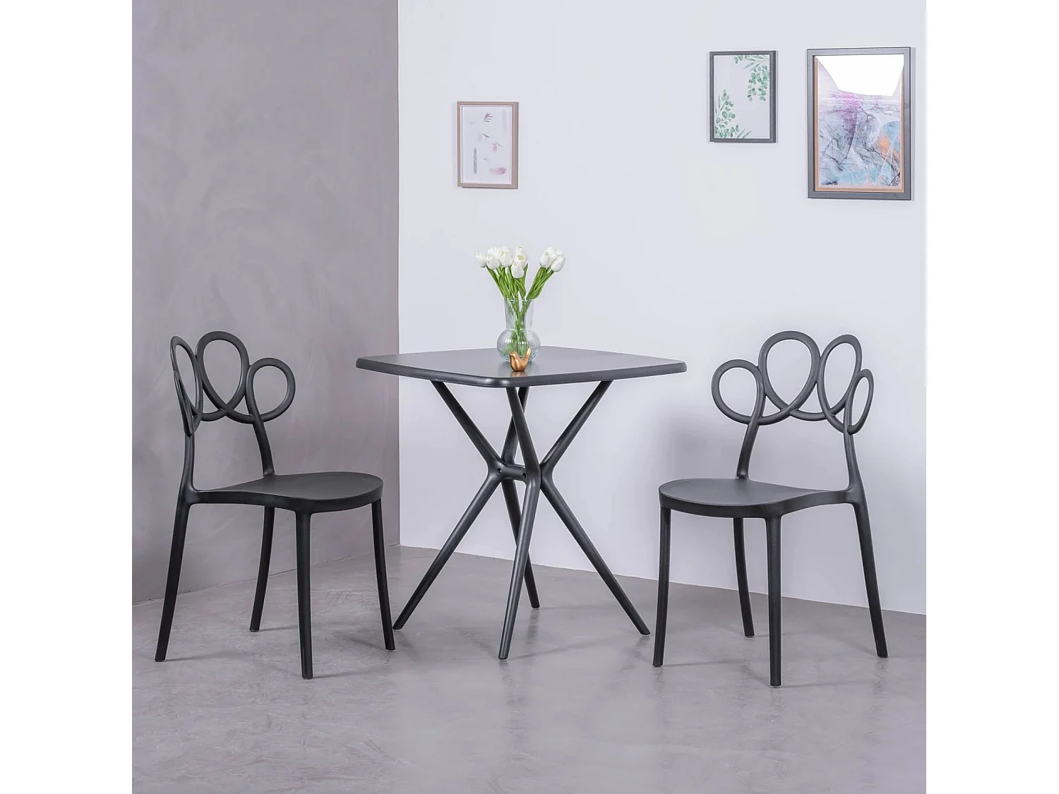Table carrée en plastique parfaite pour l'extérieur - Dream - Noir