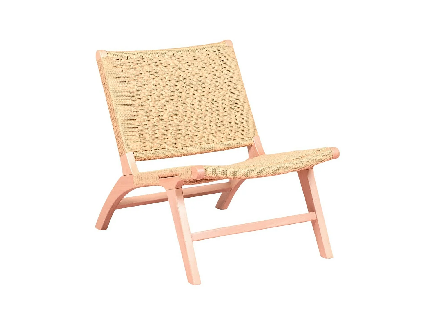 Fauteuil scandinave en bois de hêtre et corde écologique - Liam - Hêtre naturel