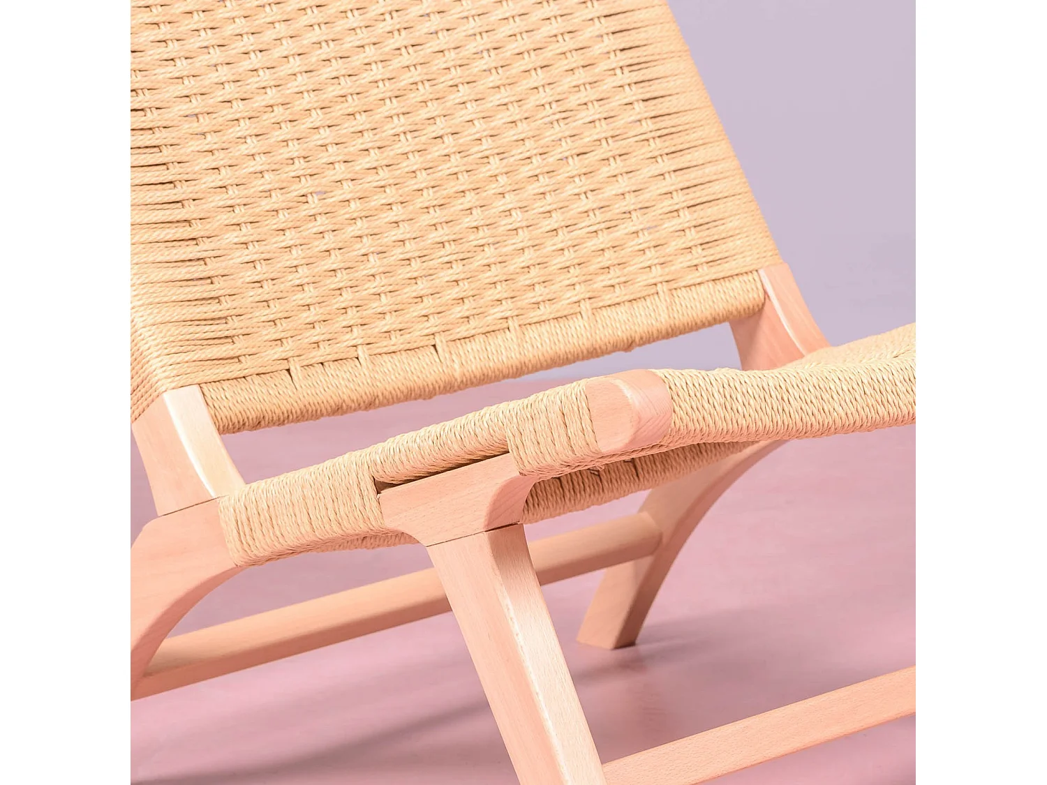 Fauteuil scandinave en bois de hêtre et corde écologique - Liam - Hêtre naturel