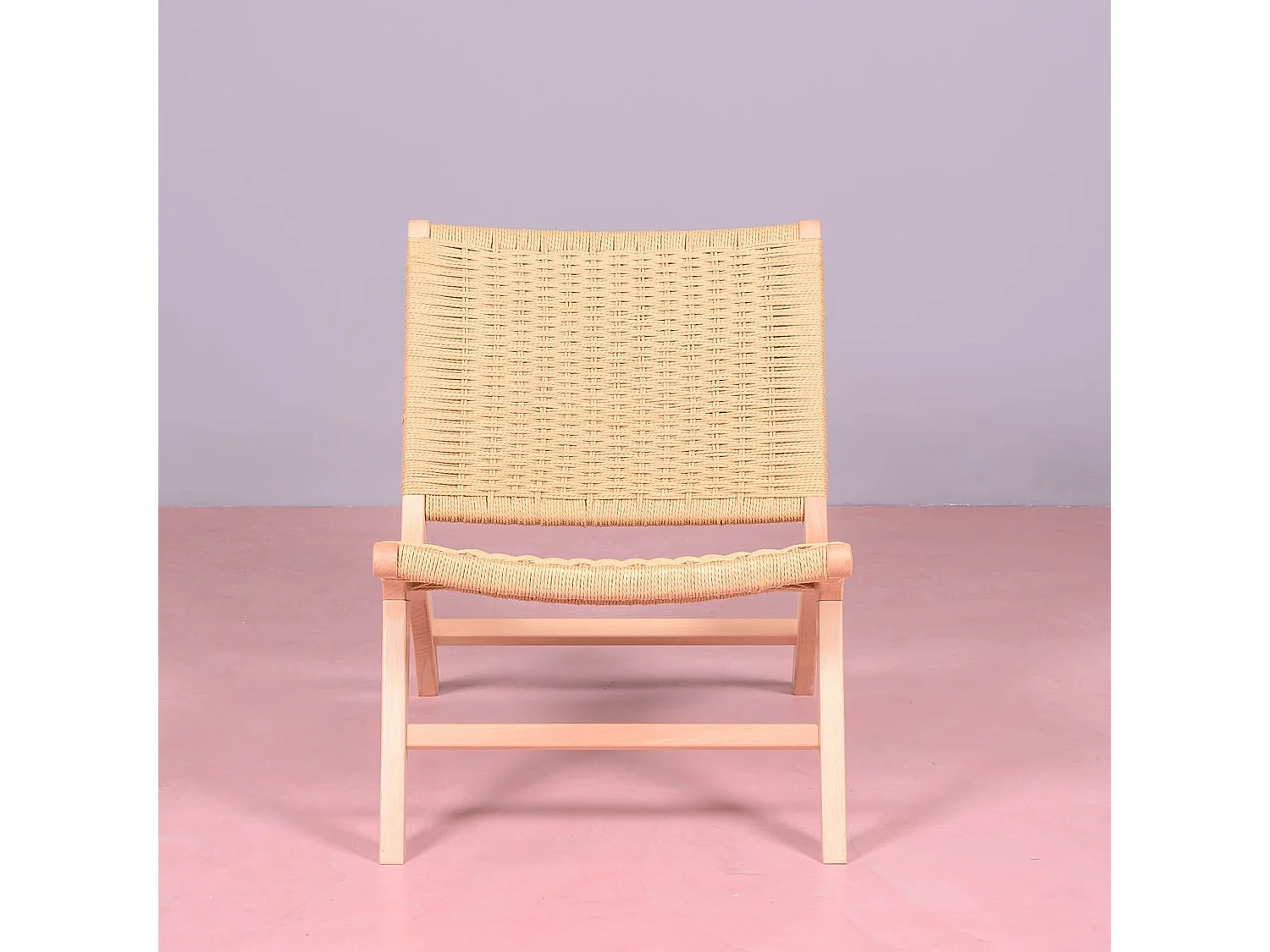 Fauteuil scandinave en bois de hêtre et corde écologique - Liam - Hêtre naturel