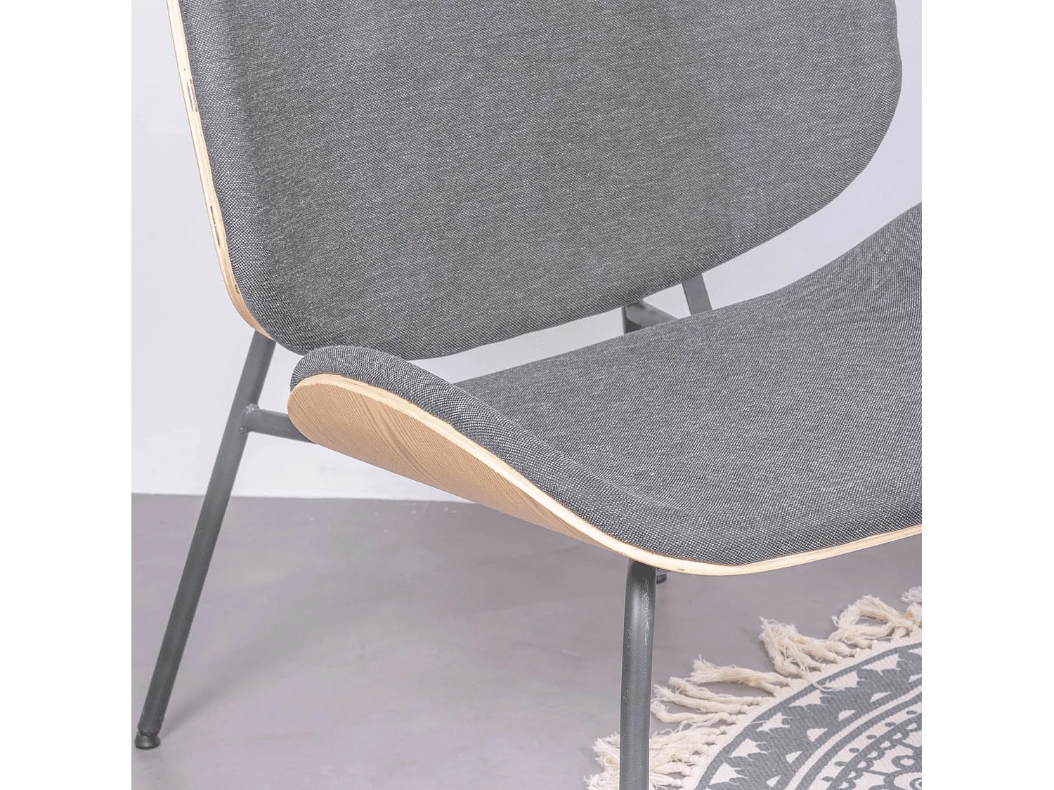 Rustieke walnoothouten fauteuil - Plymouth - Grijs