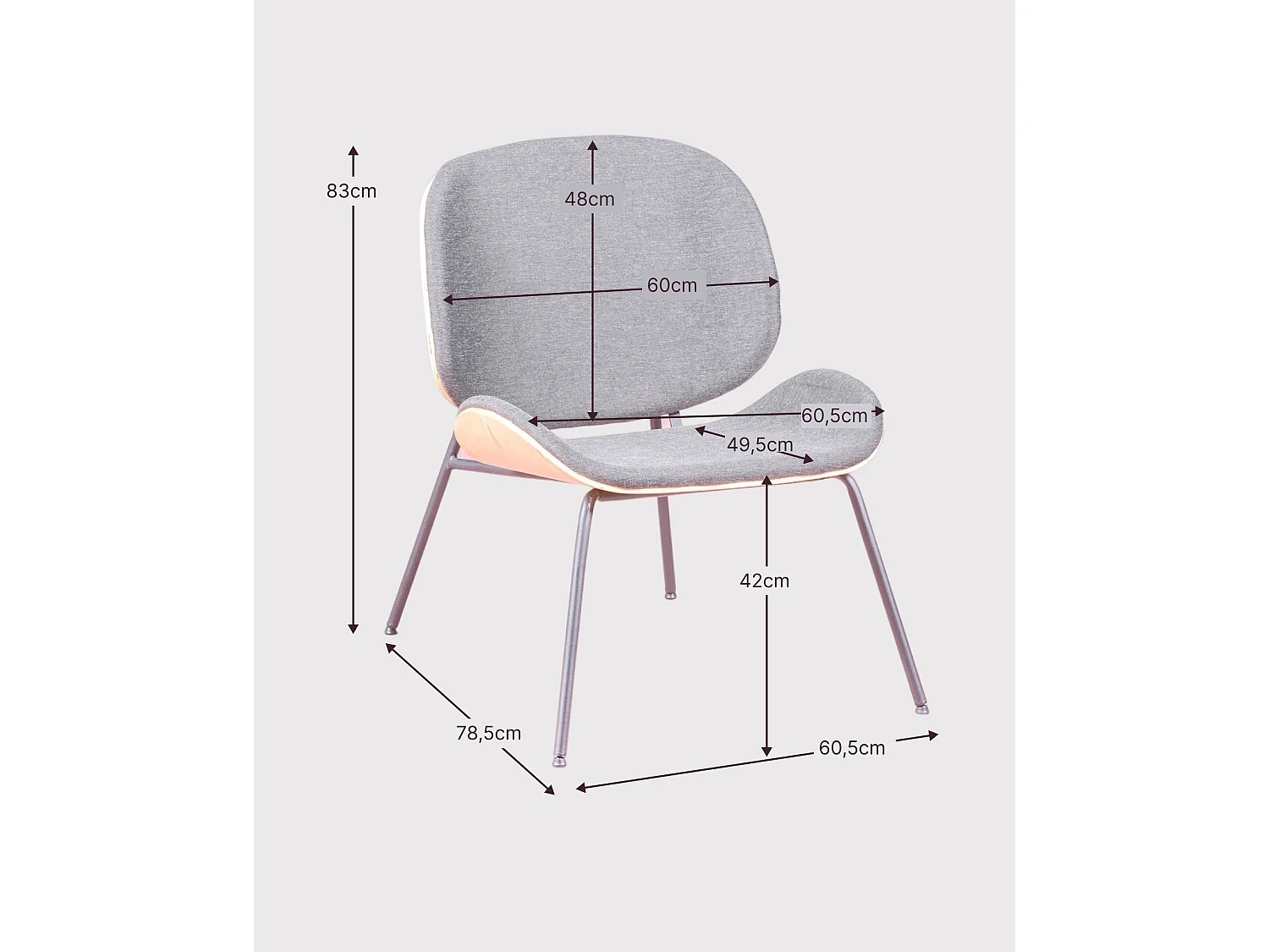 Rustieke walnoothouten fauteuil - Plymouth - Grijs