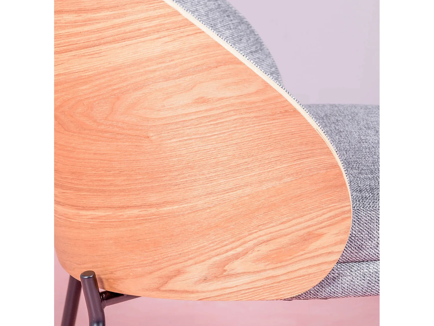 Rustieke fauteuil met natuurlijk essenhout - Earth - Grijs