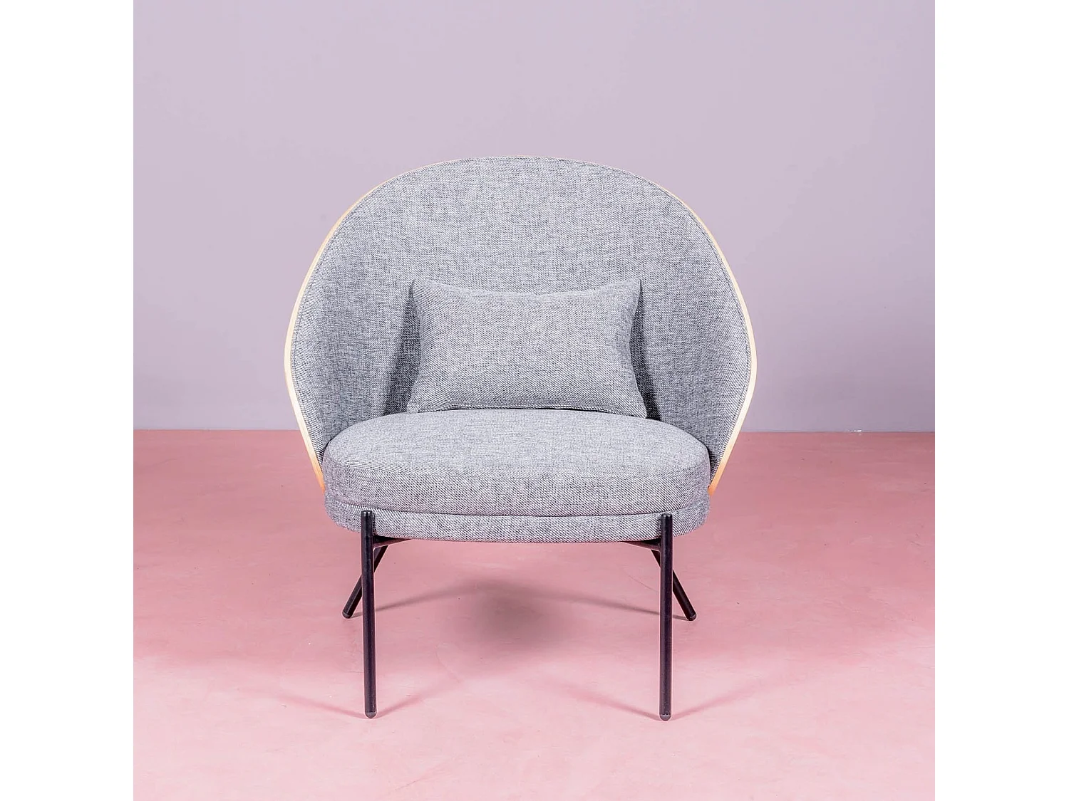 Rustieke fauteuil met natuurlijk essenhout - Earth - Grijs