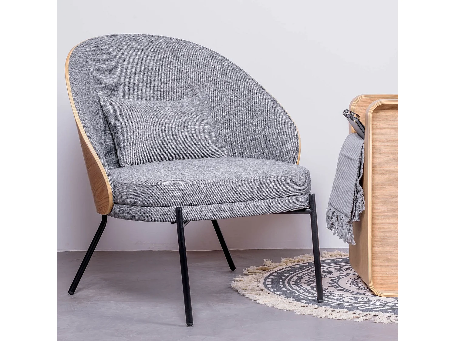 Fauteuil rustique en bois de frêne naturel - Earth - Gris