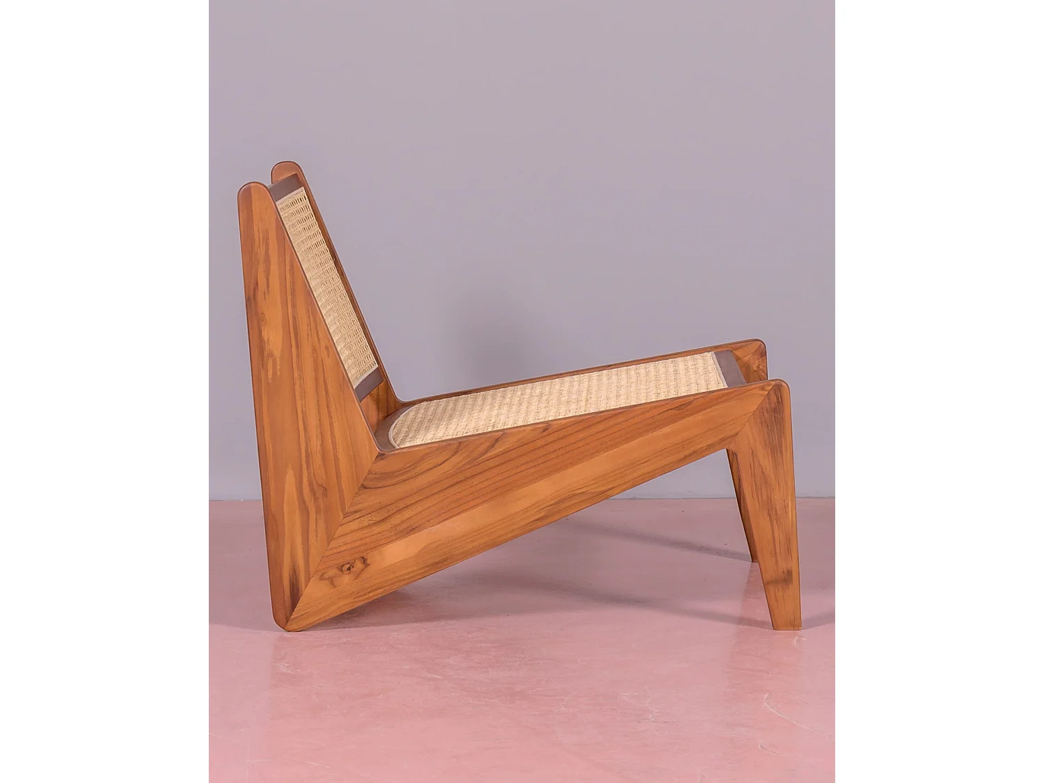 Lage fauteuil in teakhout en natuurlijk rotan - Compass - Teca