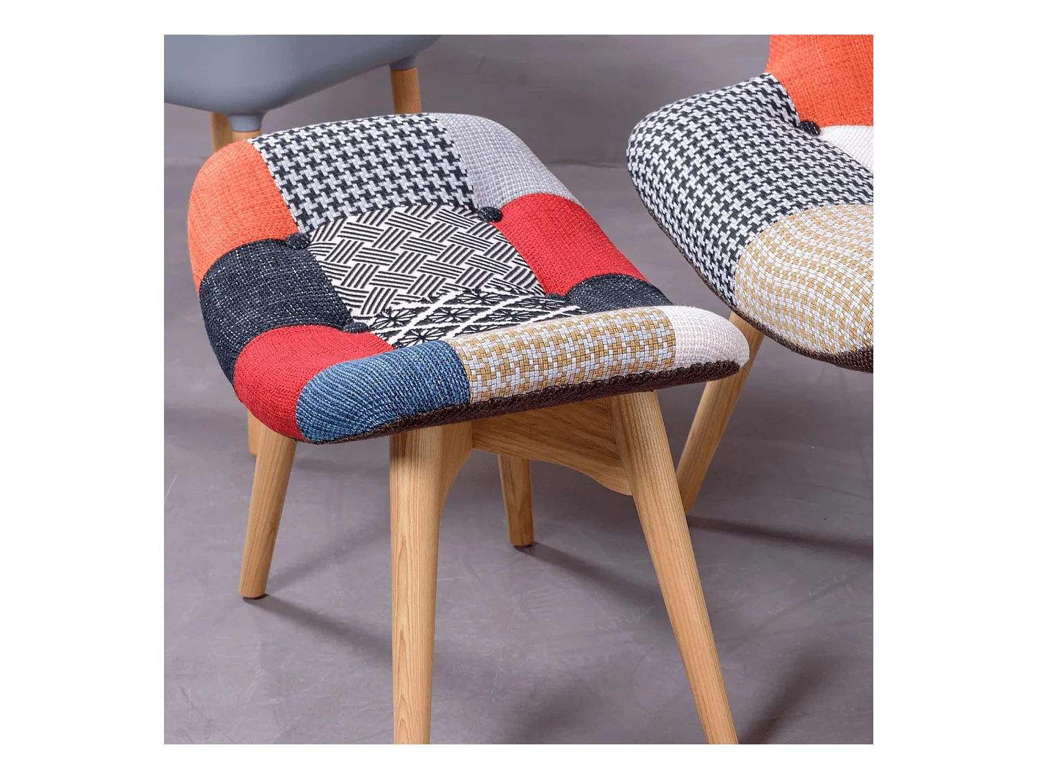 Klassischer Sessel mit Fußstütze mit Patchworkbezug - Featherston - Patchwork