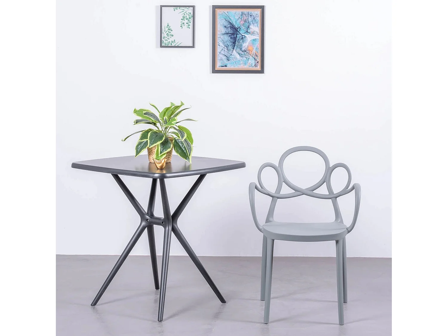 Chaise design avec accoudoirs adaptée à l'extérieur - Dream - Gris