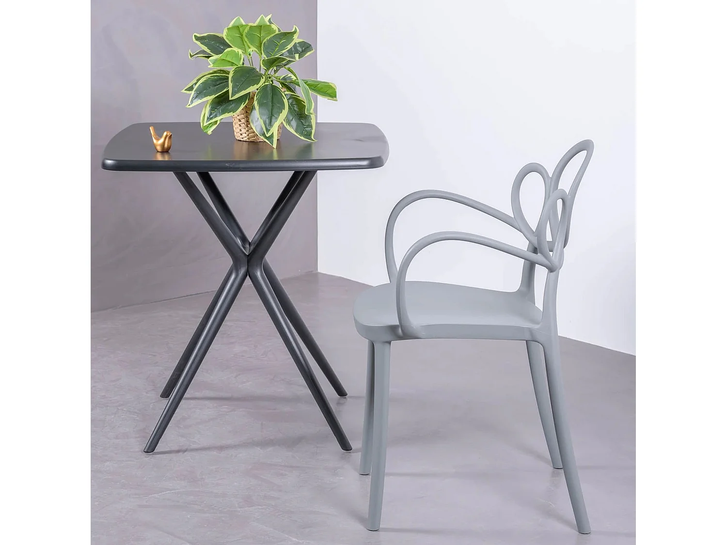 Chaise design avec accoudoirs adaptée à l'extérieur - Dream - Gris