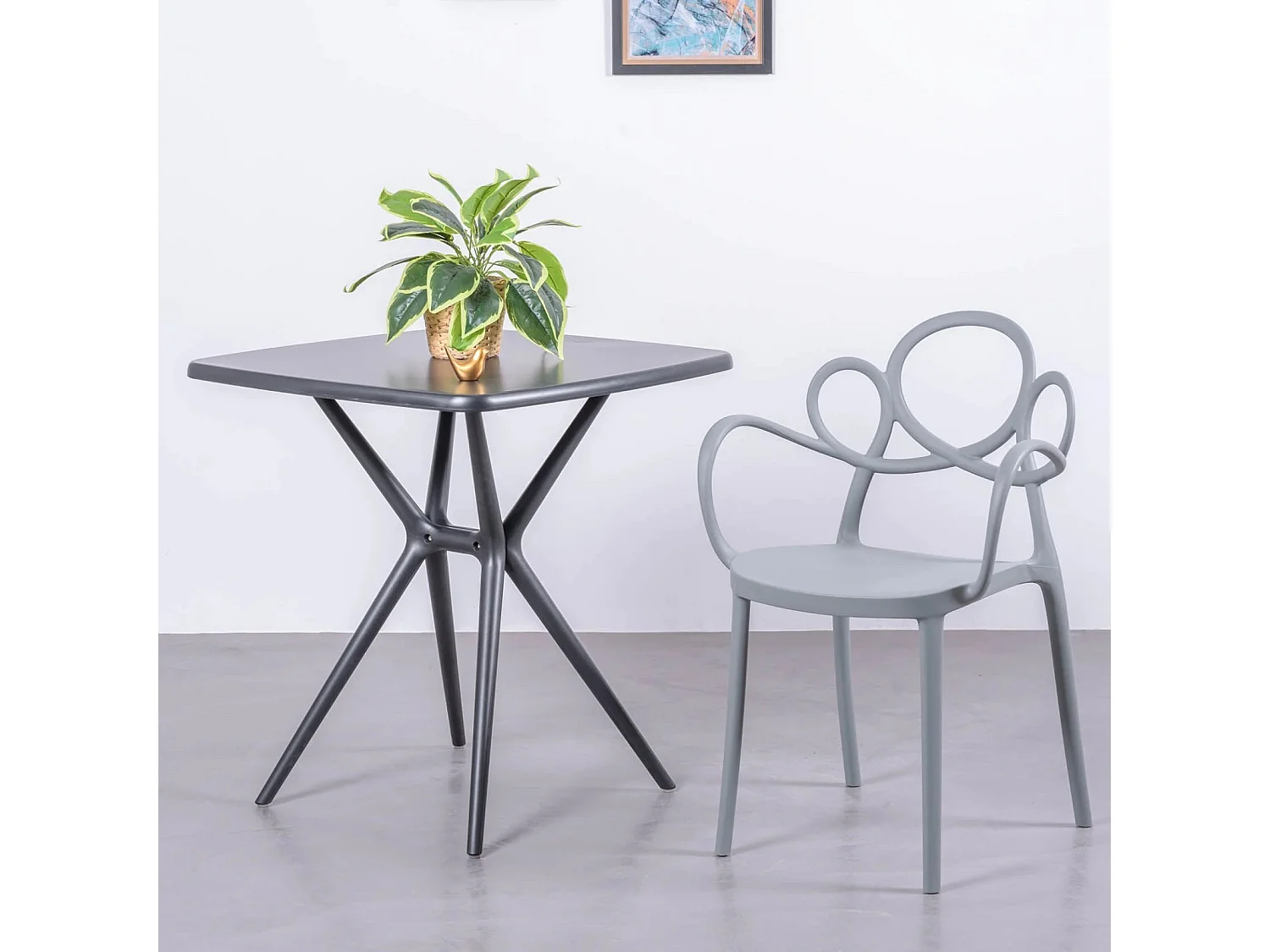 Chaise design avec accoudoirs adaptée à l'extérieur - Dream - Gris