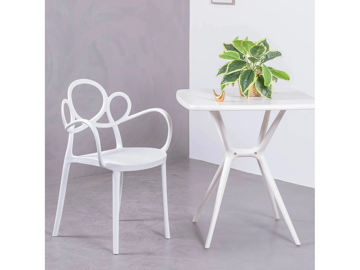 Design stoel met armleuningen geschikt voor buiten - Dream - Wit