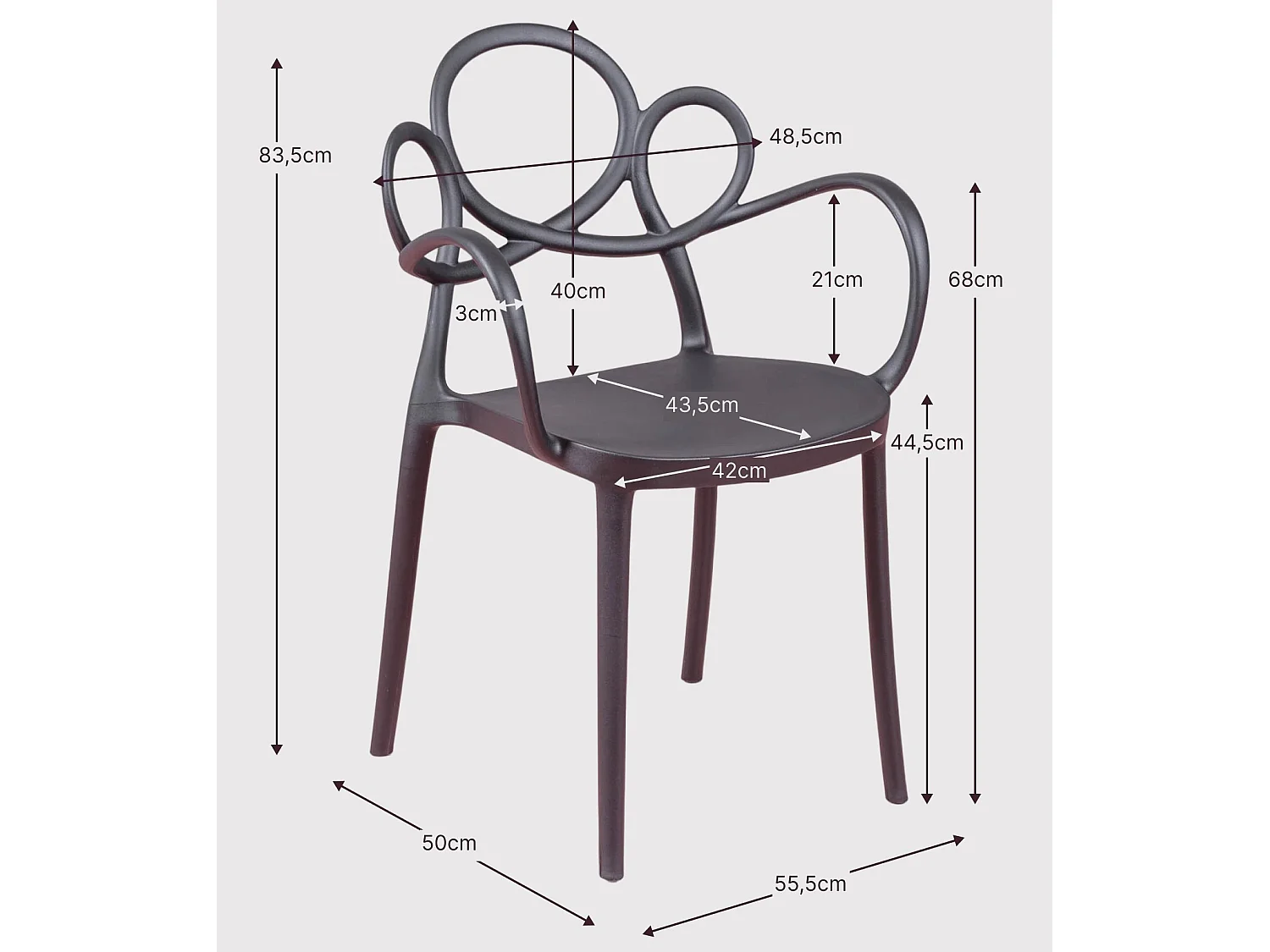 Chaise design avec accoudoirs adaptée à l'extérieur - Dream - Blanc