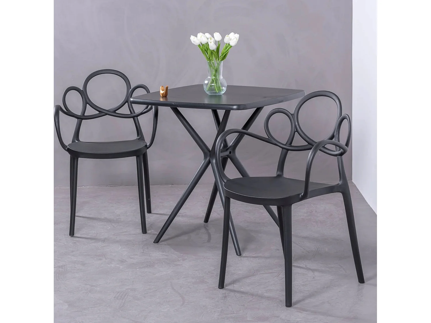 Design stoel met armleuningen geschikt voor buiten - Dream - Zwart