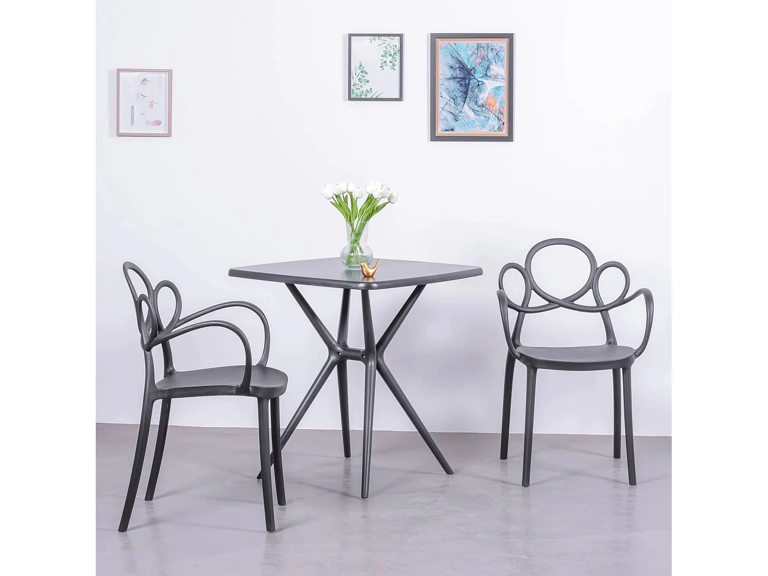 Design stoel met armleuningen geschikt voor buiten - Dream - Zwart