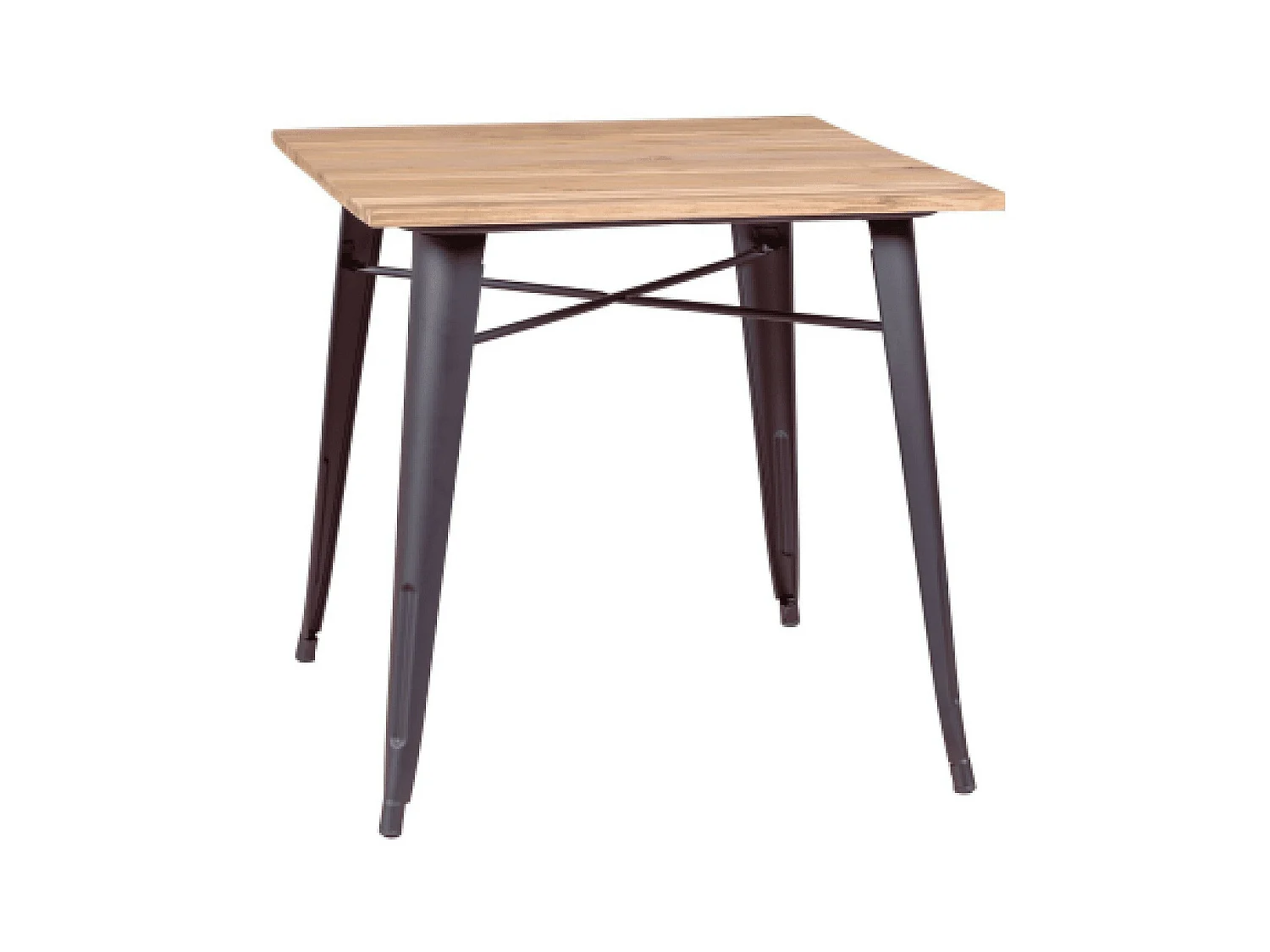 Industrietisch aus gealtertem Stahl und hellem Holz - Bistro - Antiquität