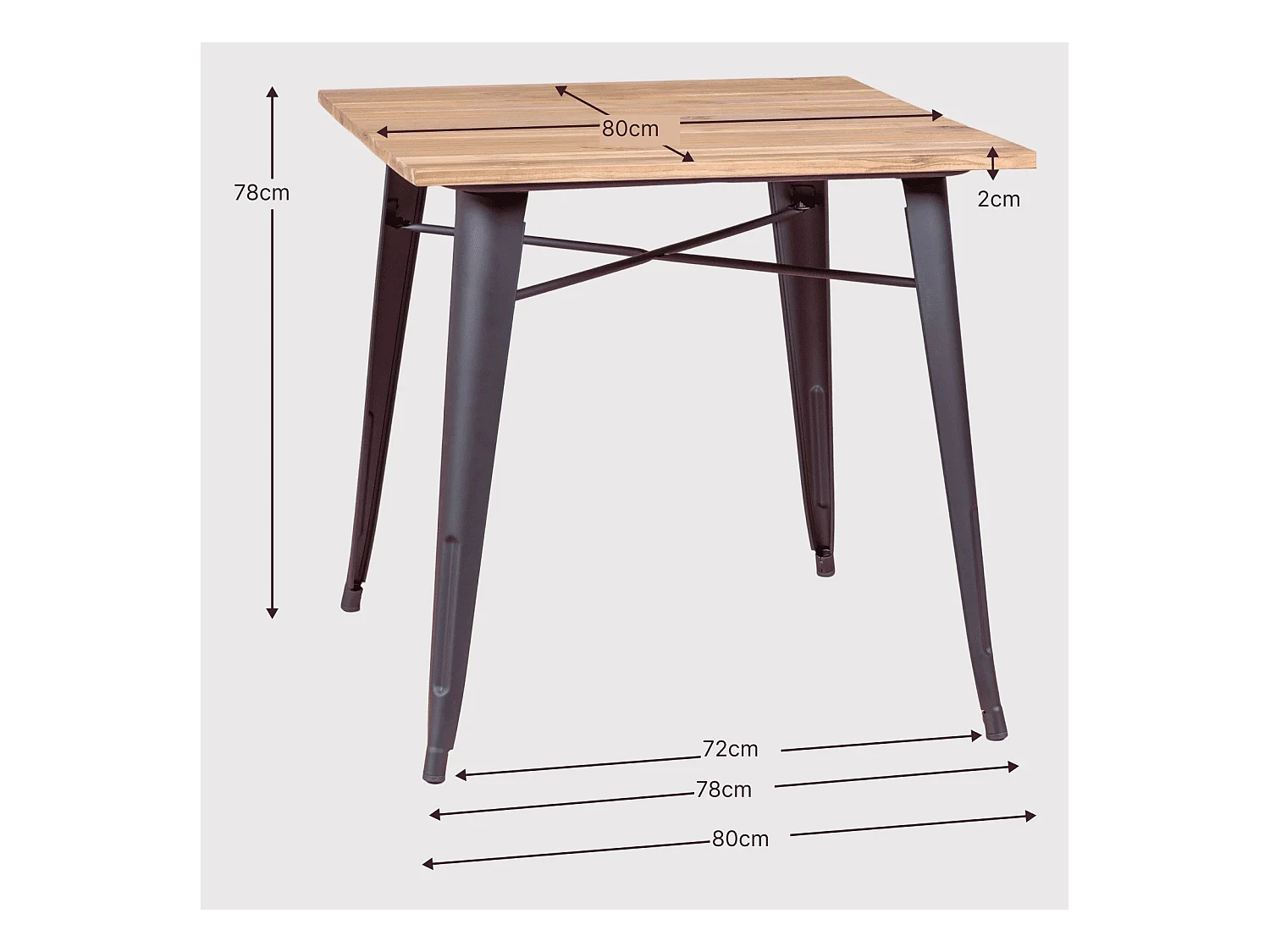 Table industrielle en acier vieilli et bois clair - Bistro - Antique