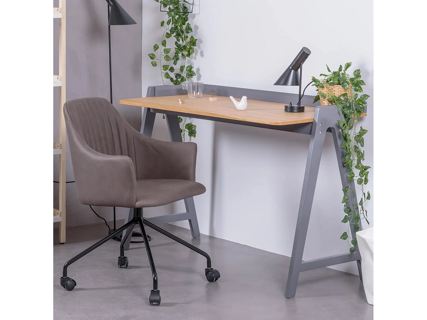 Table de bureau minimaliste en bois - Pop - Gris
