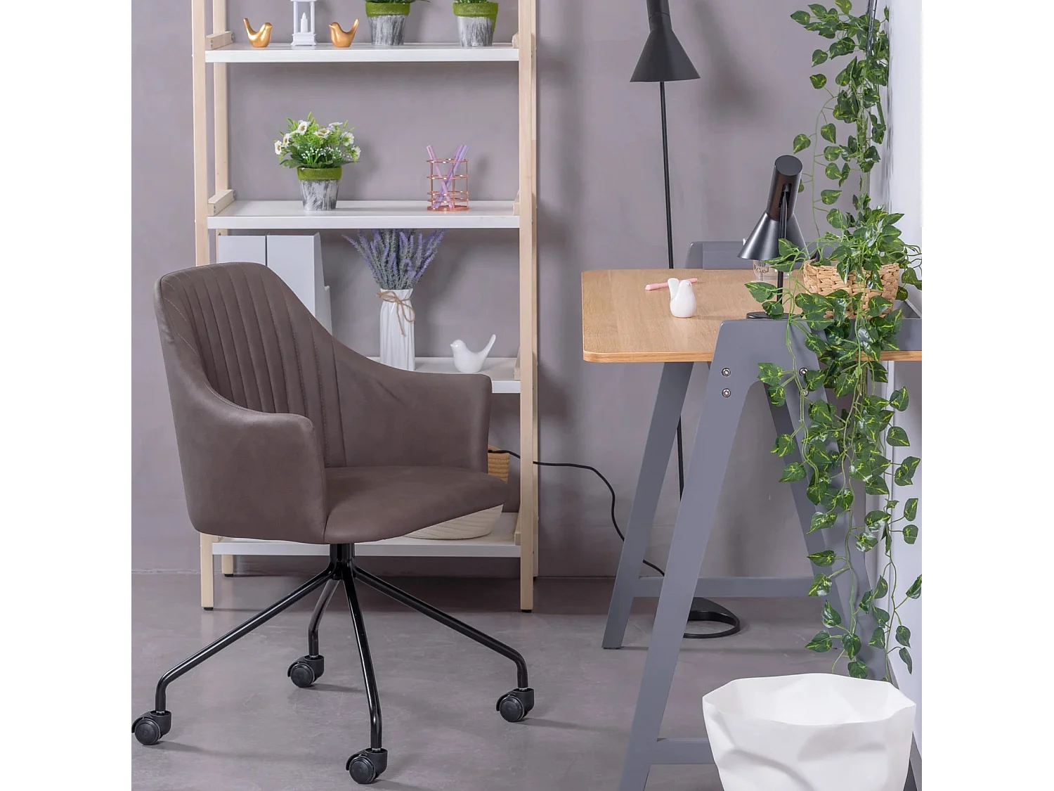 Minimalistischer Schreibtisch aus Holz - Pop - Grau