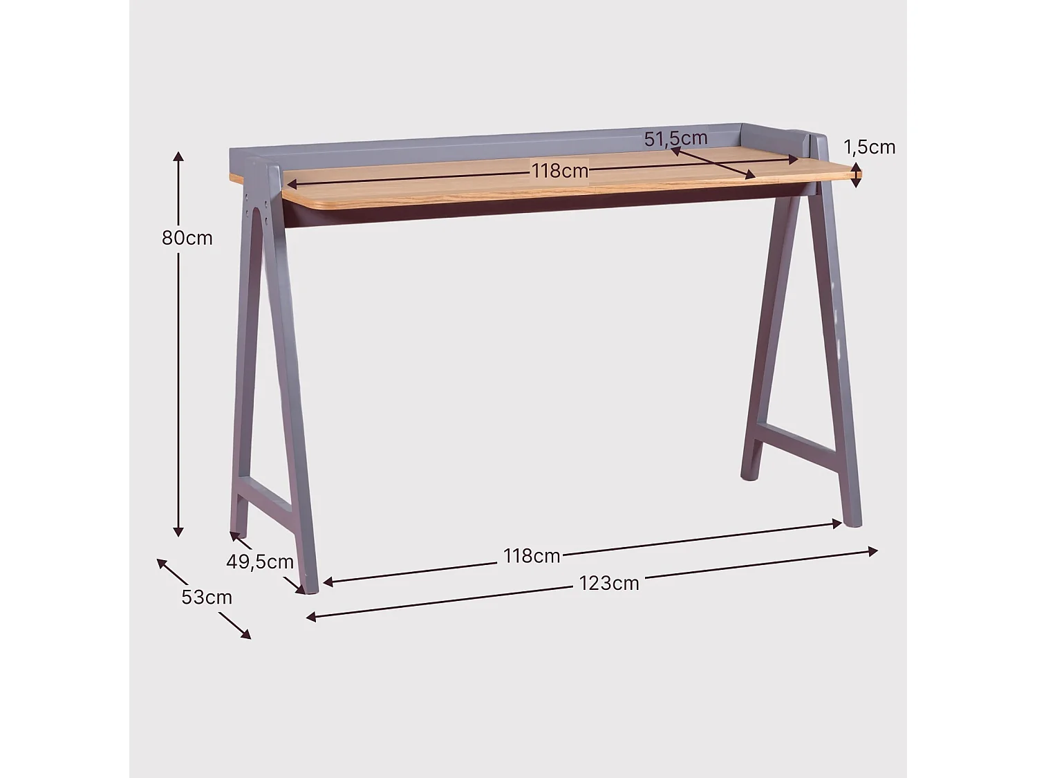 Minimalistischer Schreibtisch aus Holz - Pop - Grau