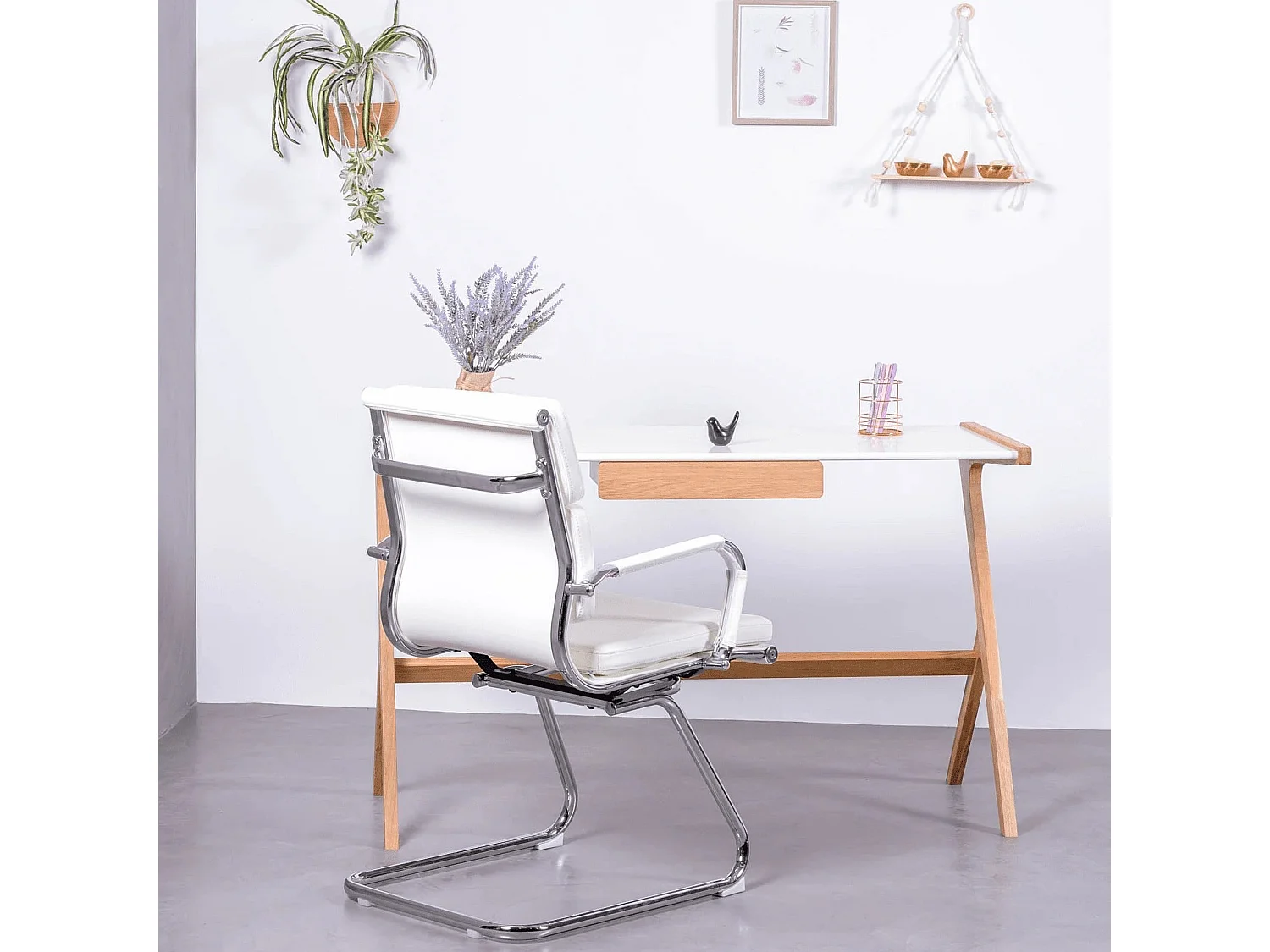 Minimalistischer Schreibtischtisch mit mittlerer Schublade - Seattle - Weiß