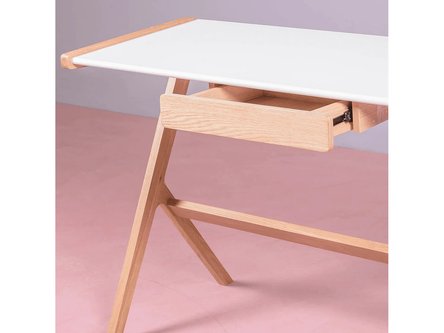 Minimalistischer Schreibtischtisch mit mittlerer Schublade - Seattle - Weiß