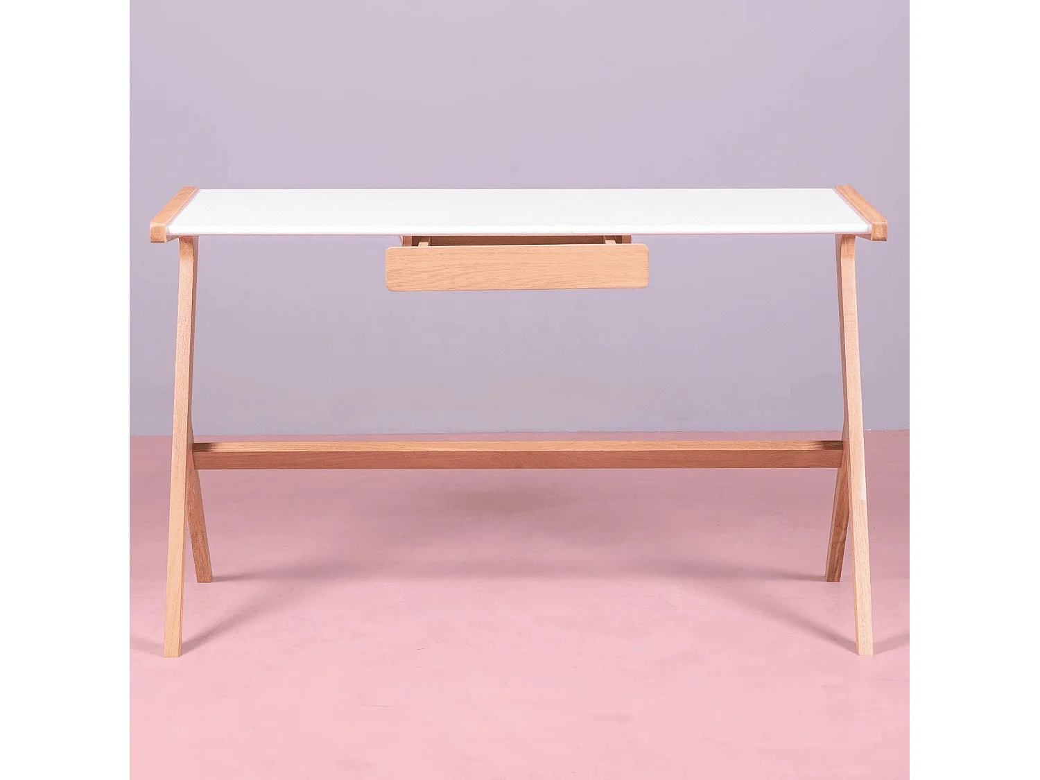 Minimalistischer Schreibtischtisch mit mittlerer Schublade - Seattle - Weiß