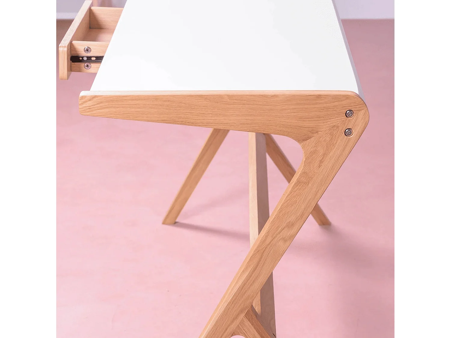 Minimalistischer Schreibtischtisch mit mittlerer Schublade - Seattle - Weiß