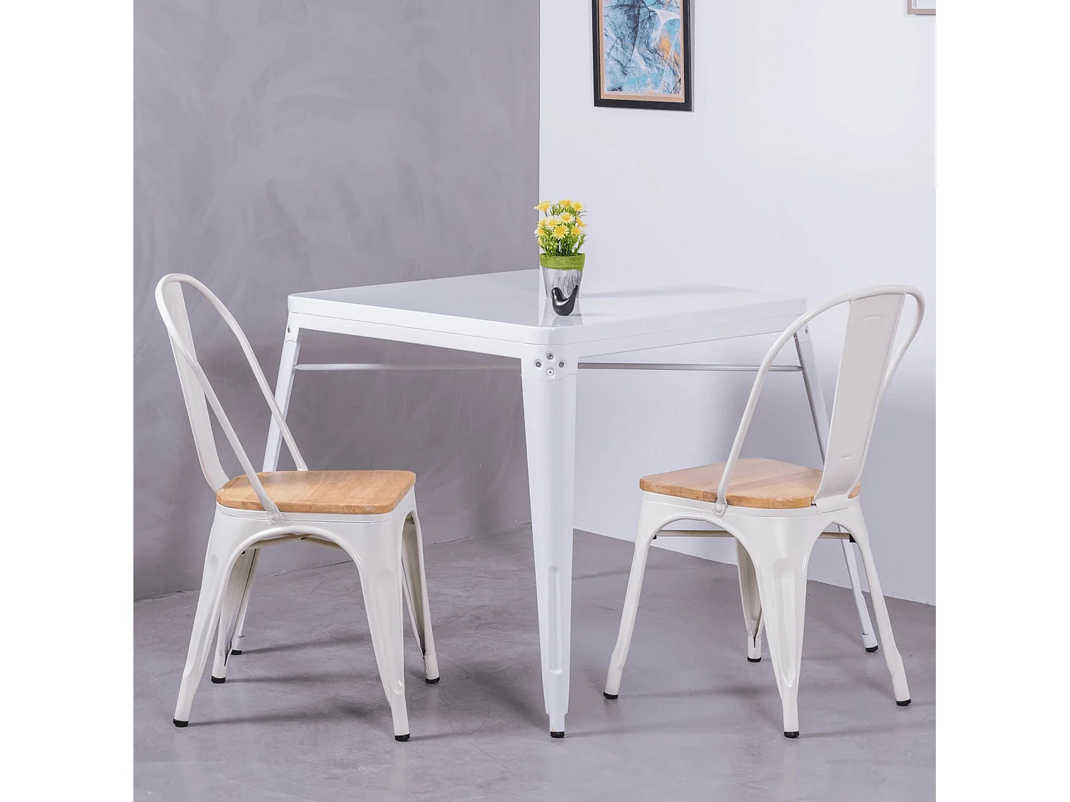 Mesa industrial em aço - Bistro - Branco