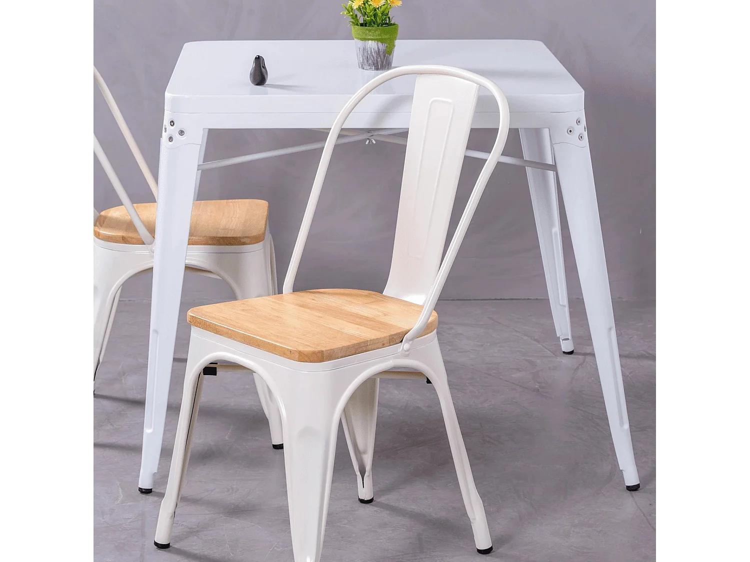 Mesa industrial em aço - Bistro - Branco