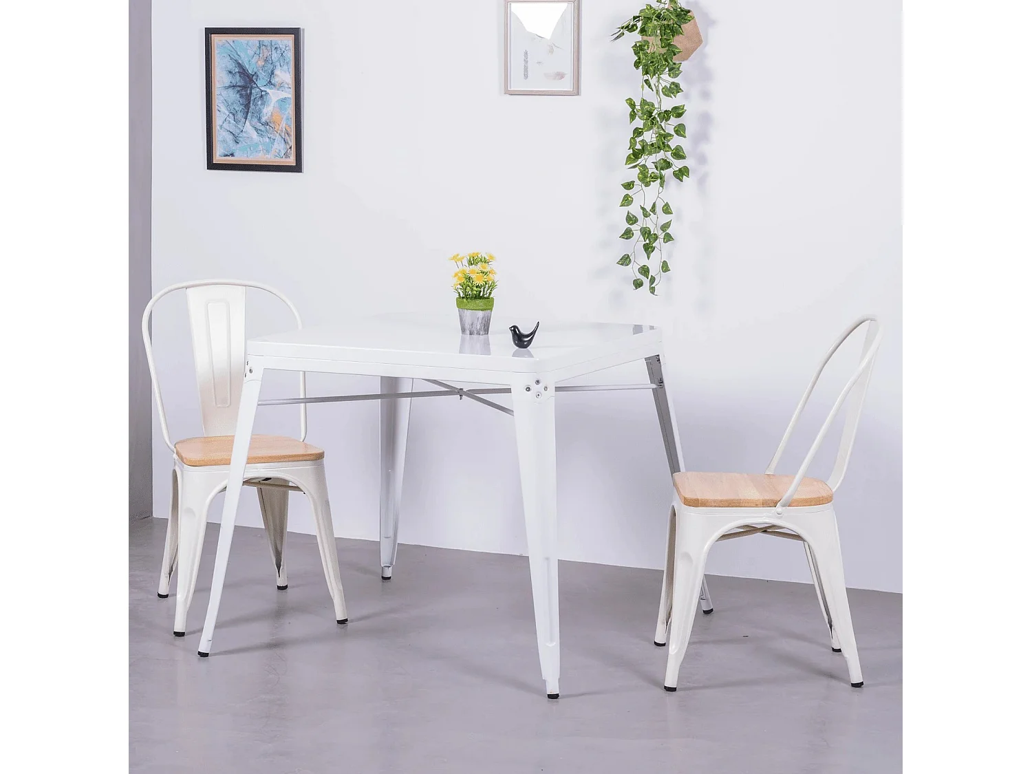 Mesa industrial em aço - Bistro - Branco