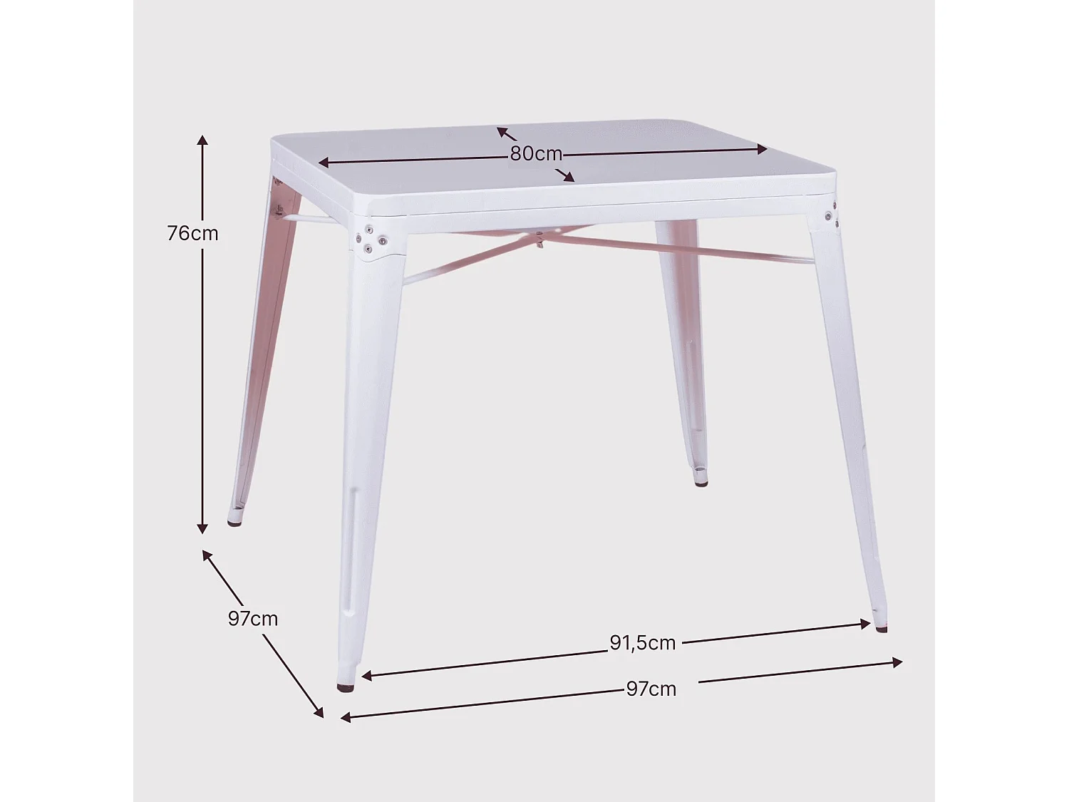 Mesa industrial em aço - Bistro - Branco