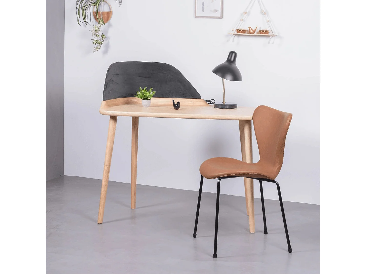 Escritorio de diseño en madera de fresno y terciopelo - Cattelan - Fresno Natural