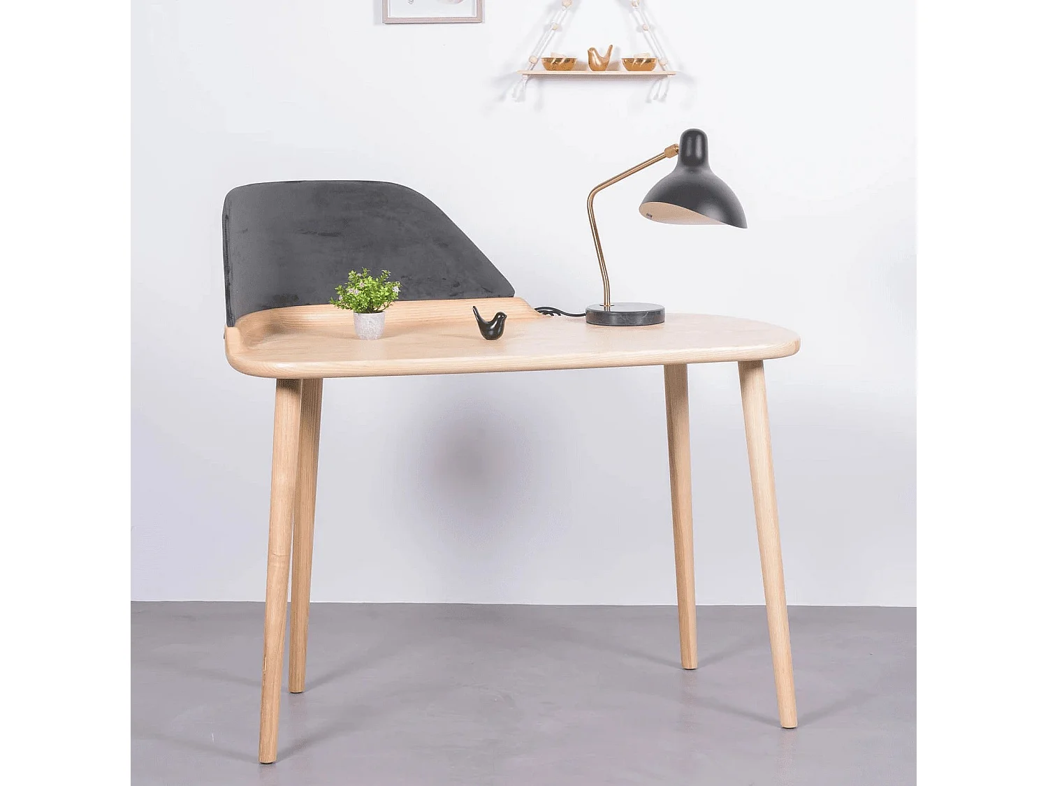 Escritorio de diseño en madera de fresno y terciopelo - Cattelan - Fresno Natural