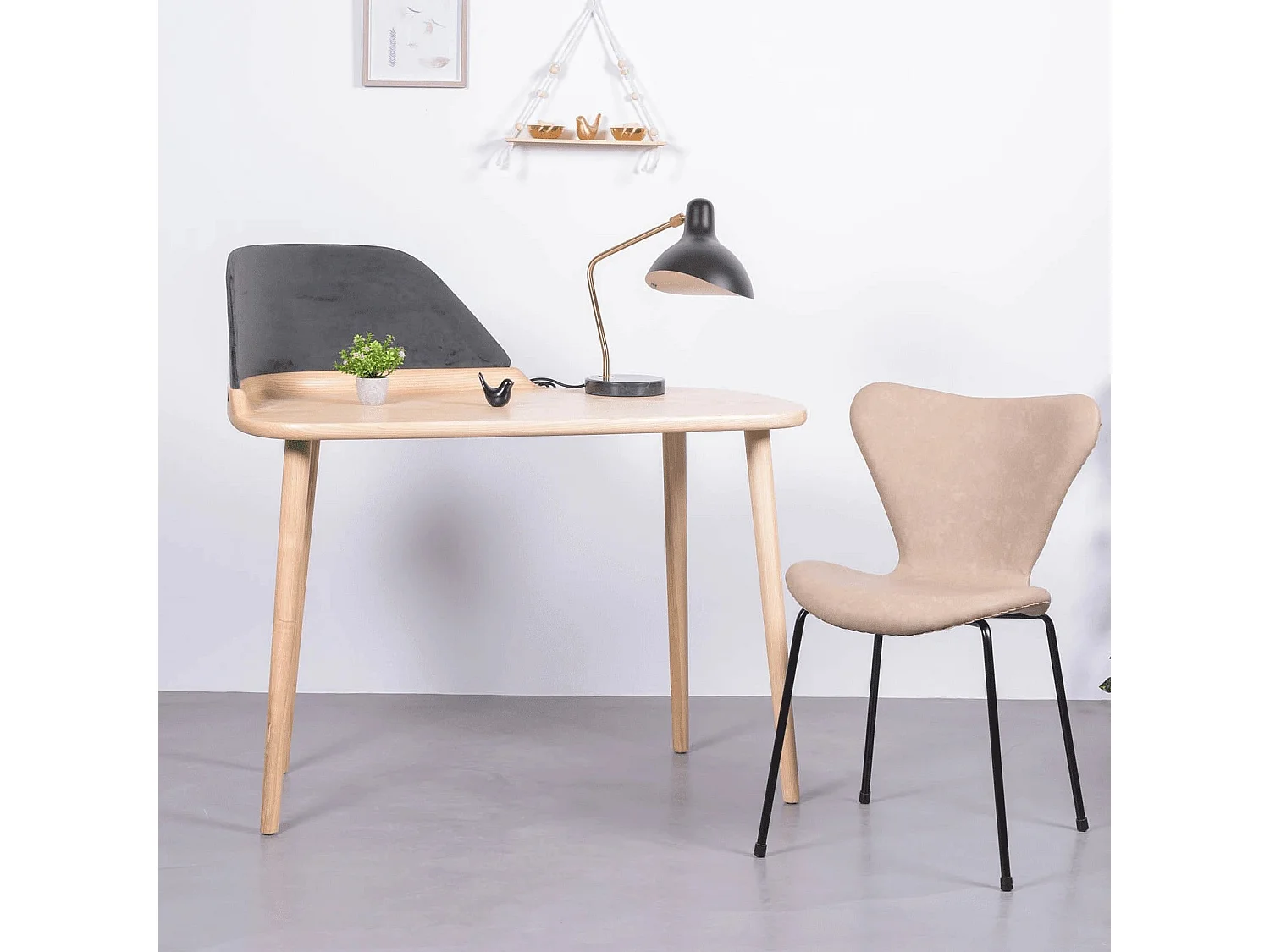 Escritorio de diseño en madera de fresno y terciopelo - Cattelan - Fresno Natural