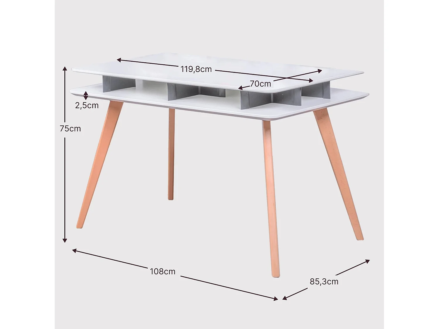 Scandinavische bureautafel in gelakt MDF (120x75) - Vancouver - Wit