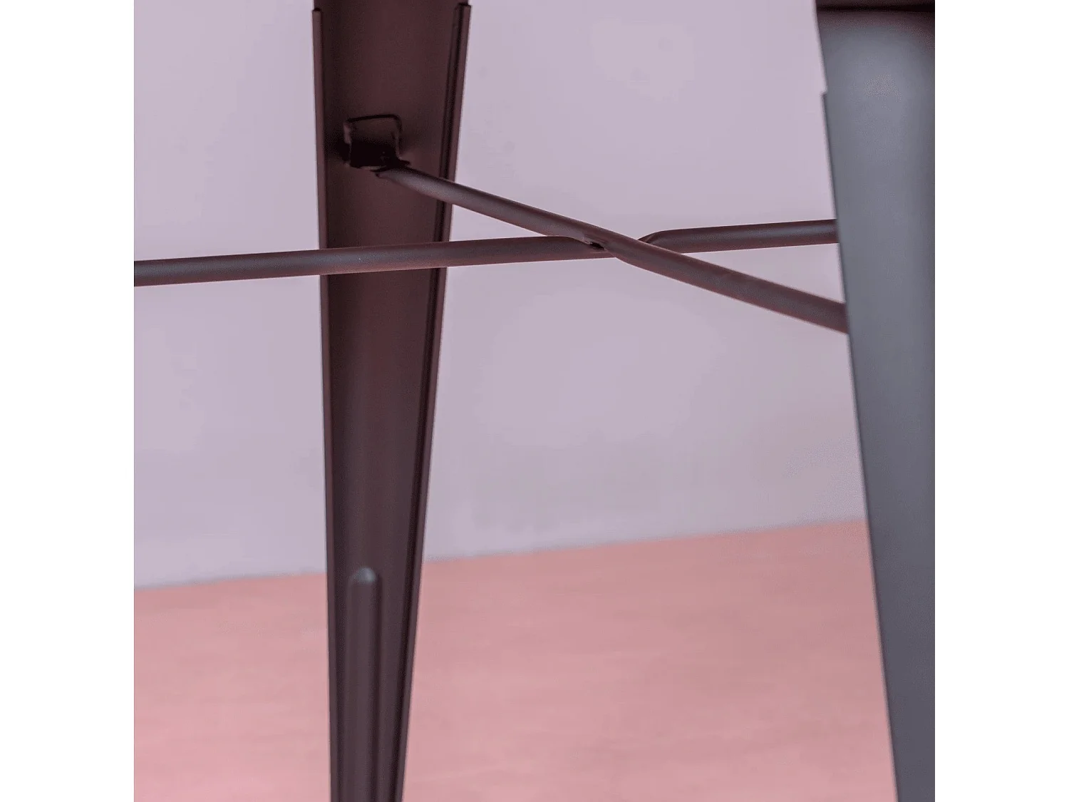 Industriële tafel in zwart staal en licht hout - Bistro - Zwart