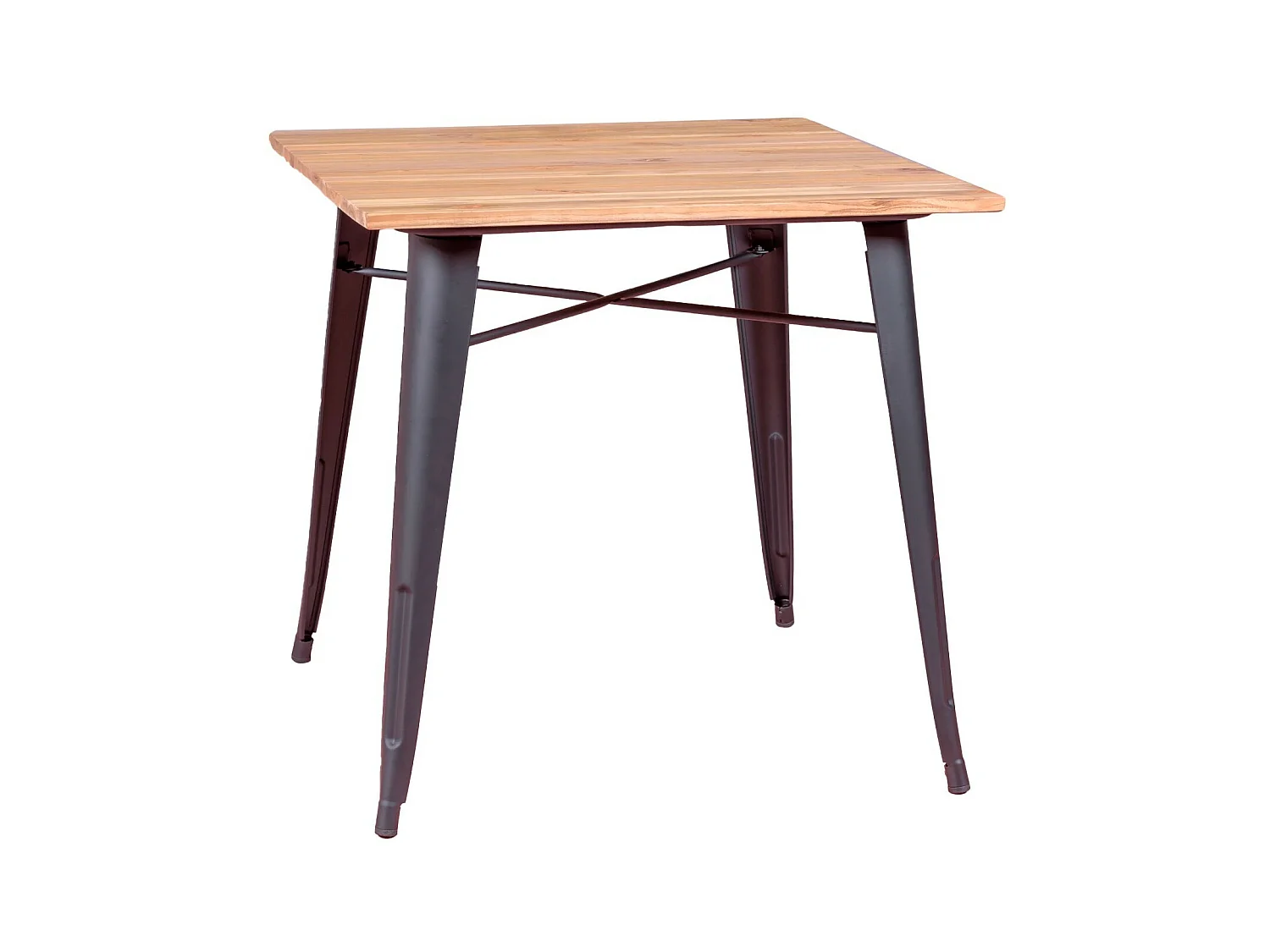 Table industrielle en acier noir et bois clair - Bistro - Noir