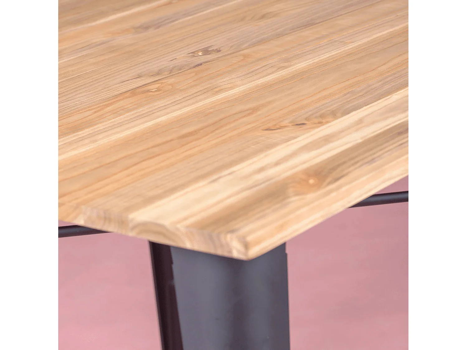 Table industrielle en acier noir et bois clair - Bistro - Noir