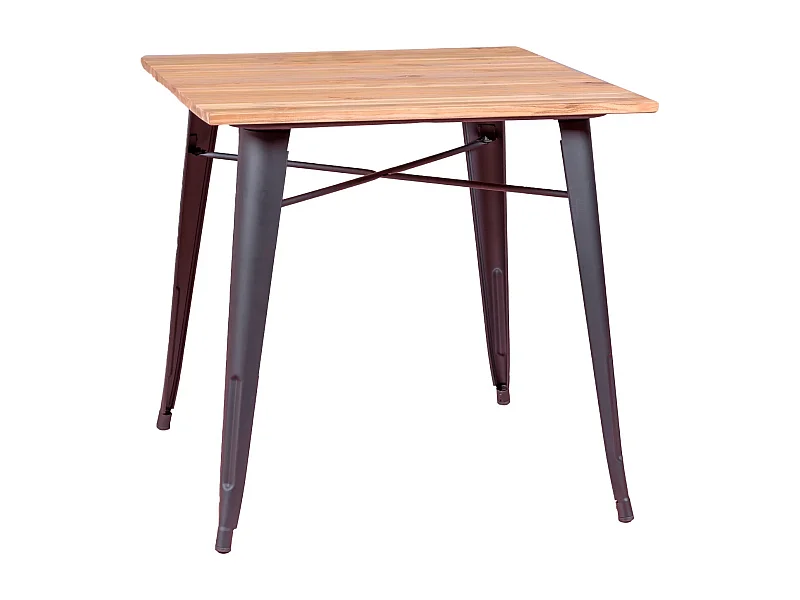 Mesa industrial en acero negro y madera clara - Bistro - Negro