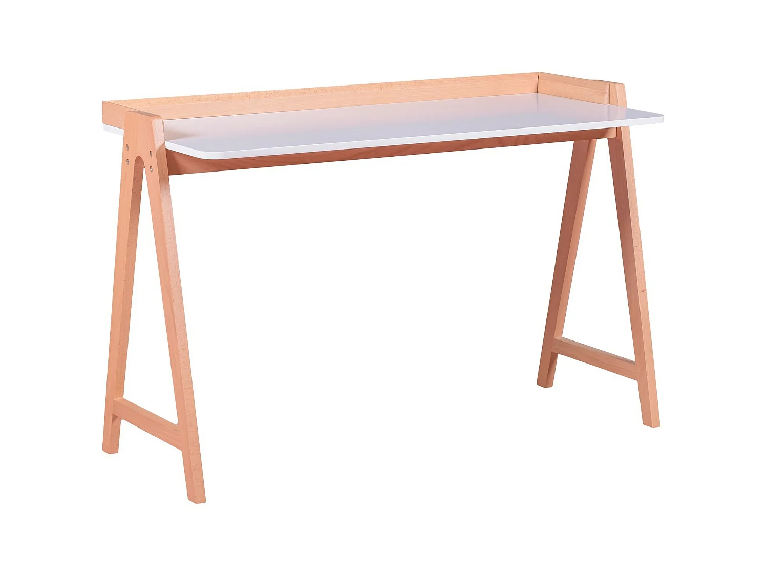 Table de bureau minimaliste en bois de chêne - Pop - Blanc