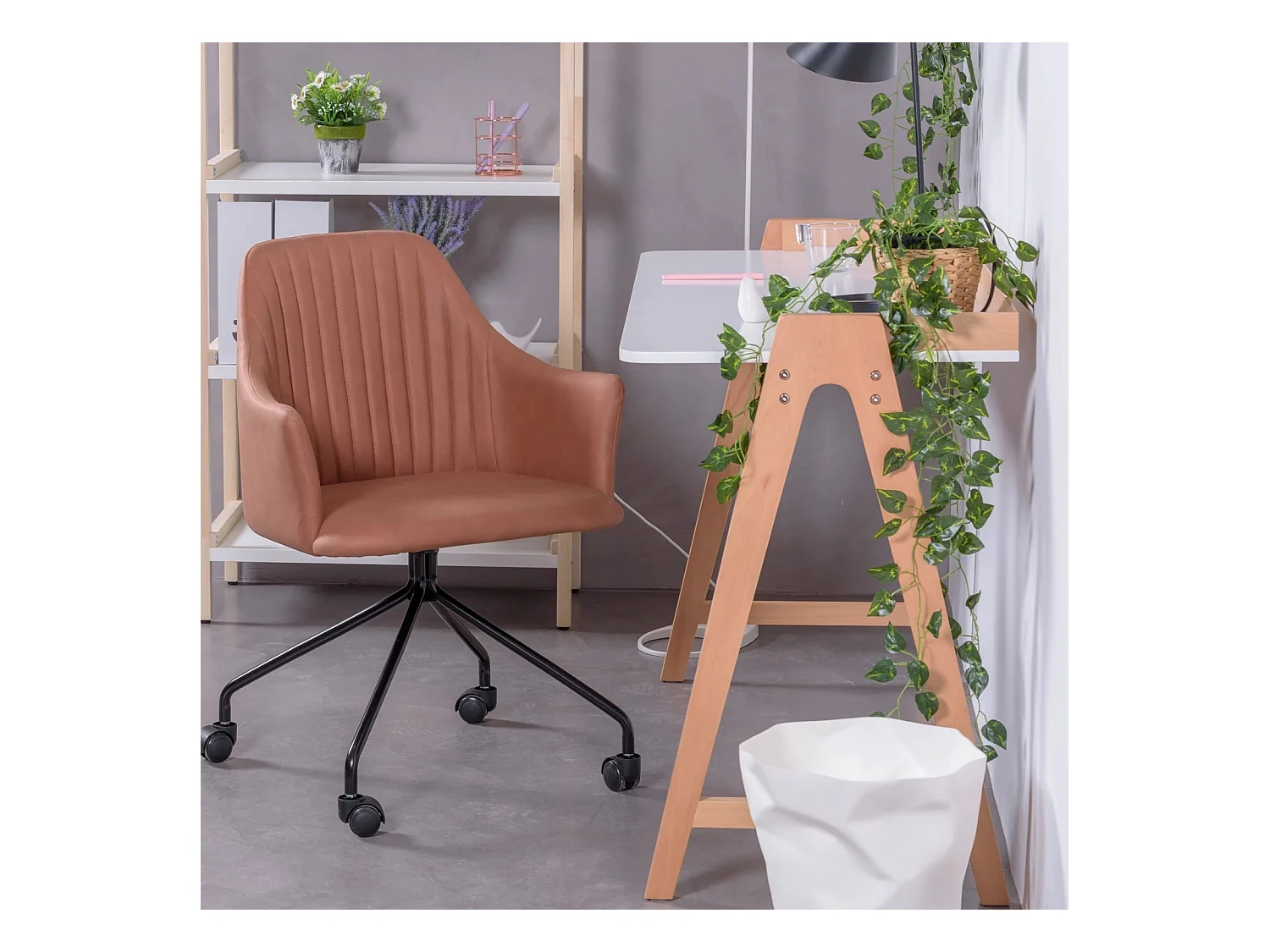 Mesa minimalista de madeira de carvalho - Pop - Branco