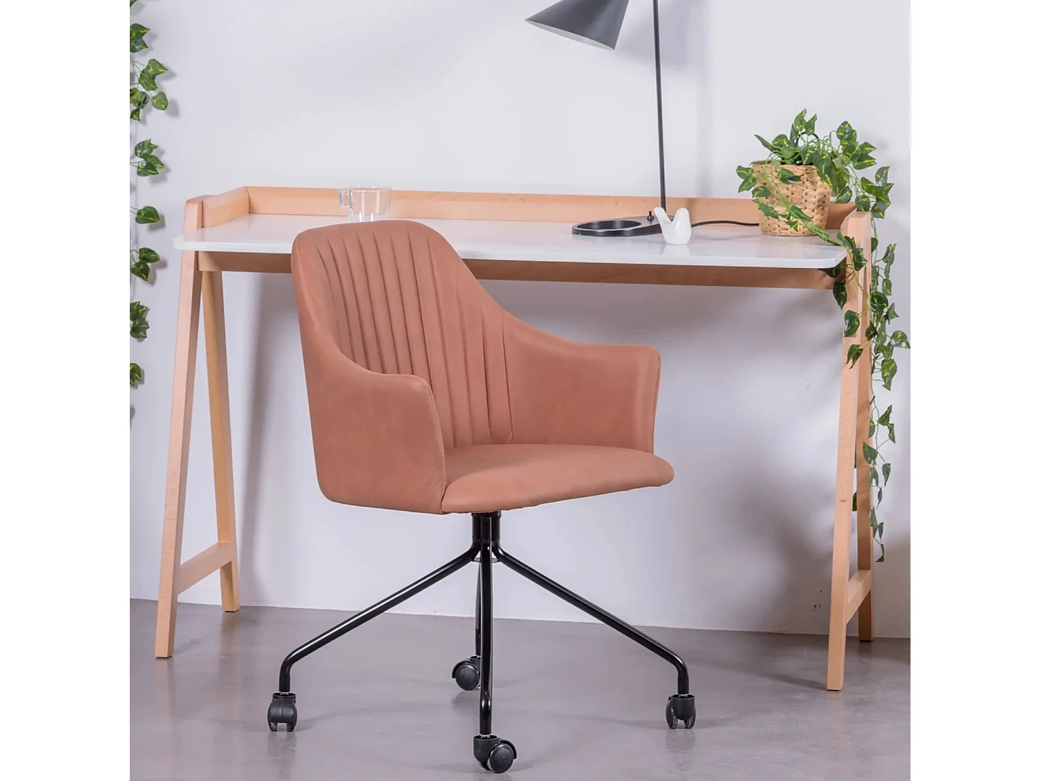 Minimalistische eikenhouten bureautafel - Pop - Wit