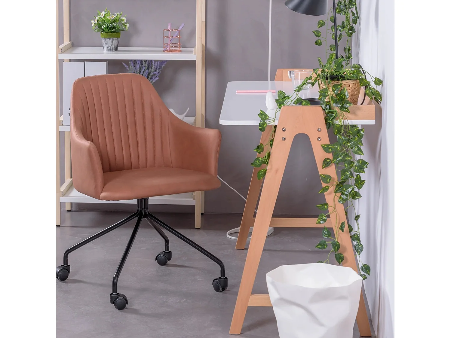 Minimalistische eikenhouten bureautafel - Pop - Wit